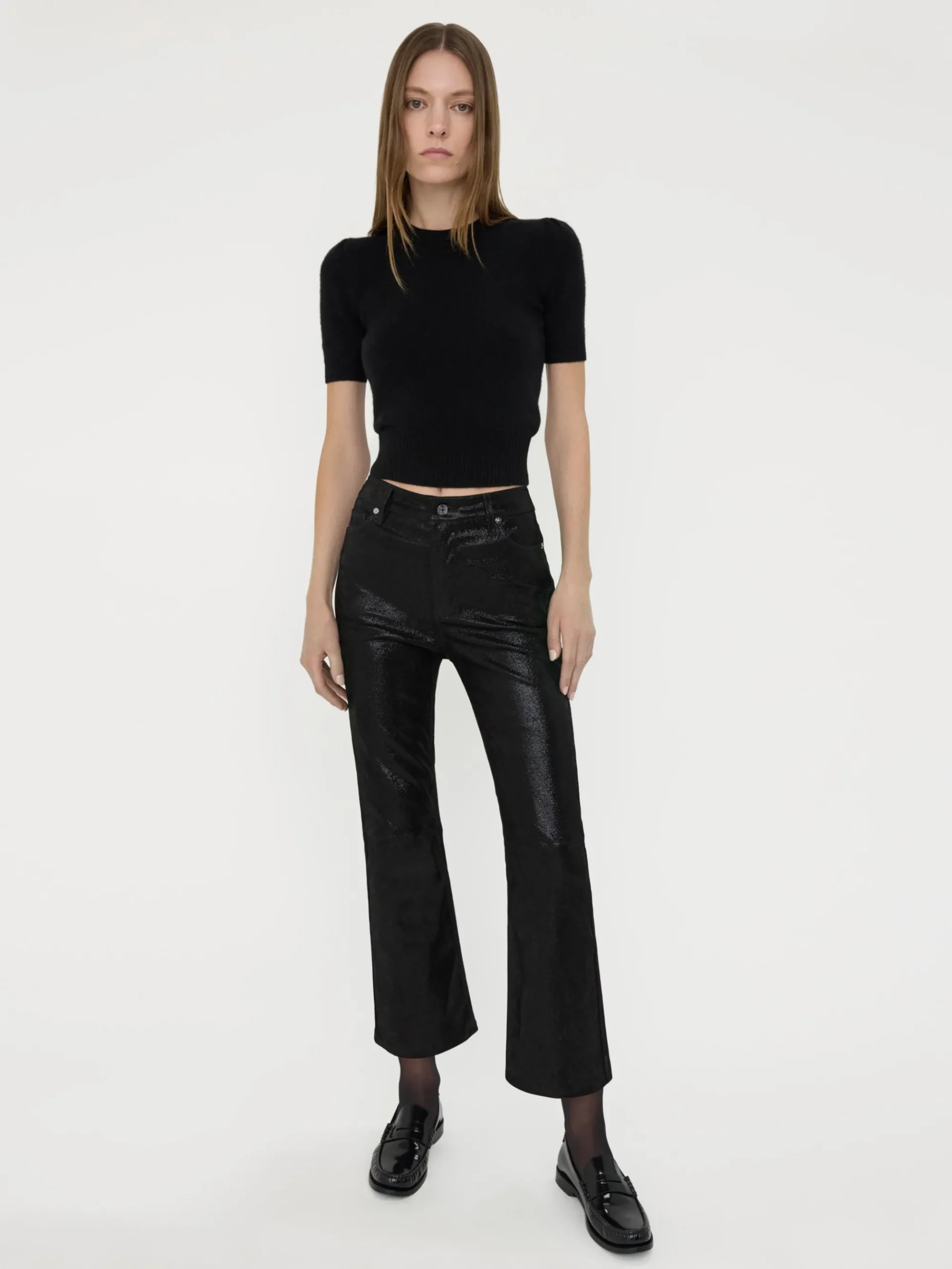 Women FRAME Suede Le Crop Mini Boot in Black Multi