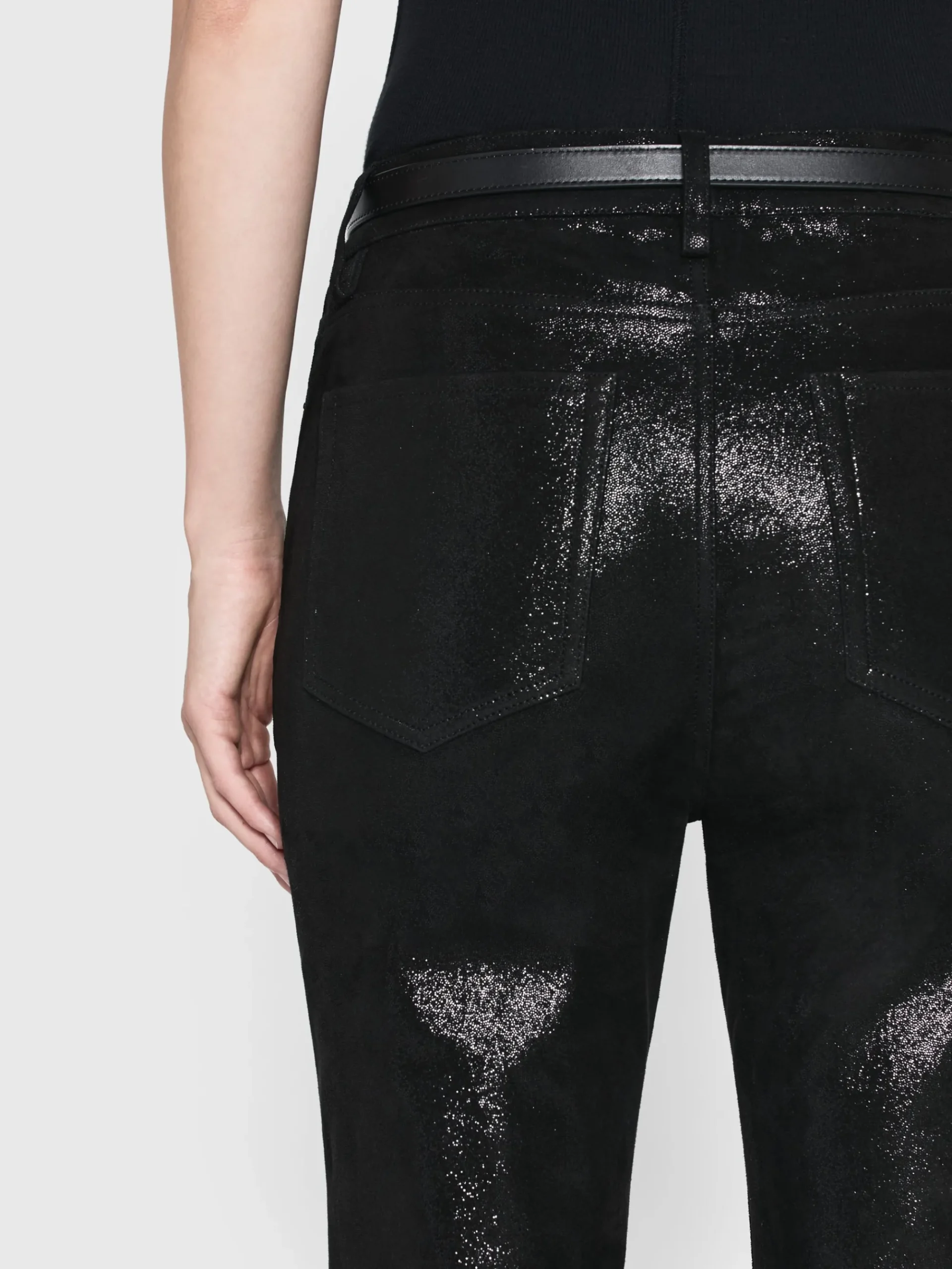 Women FRAME Suede Le Crop Mini Boot in Black Multi