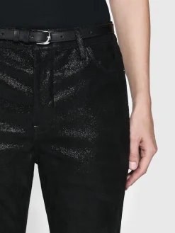 Women FRAME Suede Le Crop Mini Boot in Black Multi