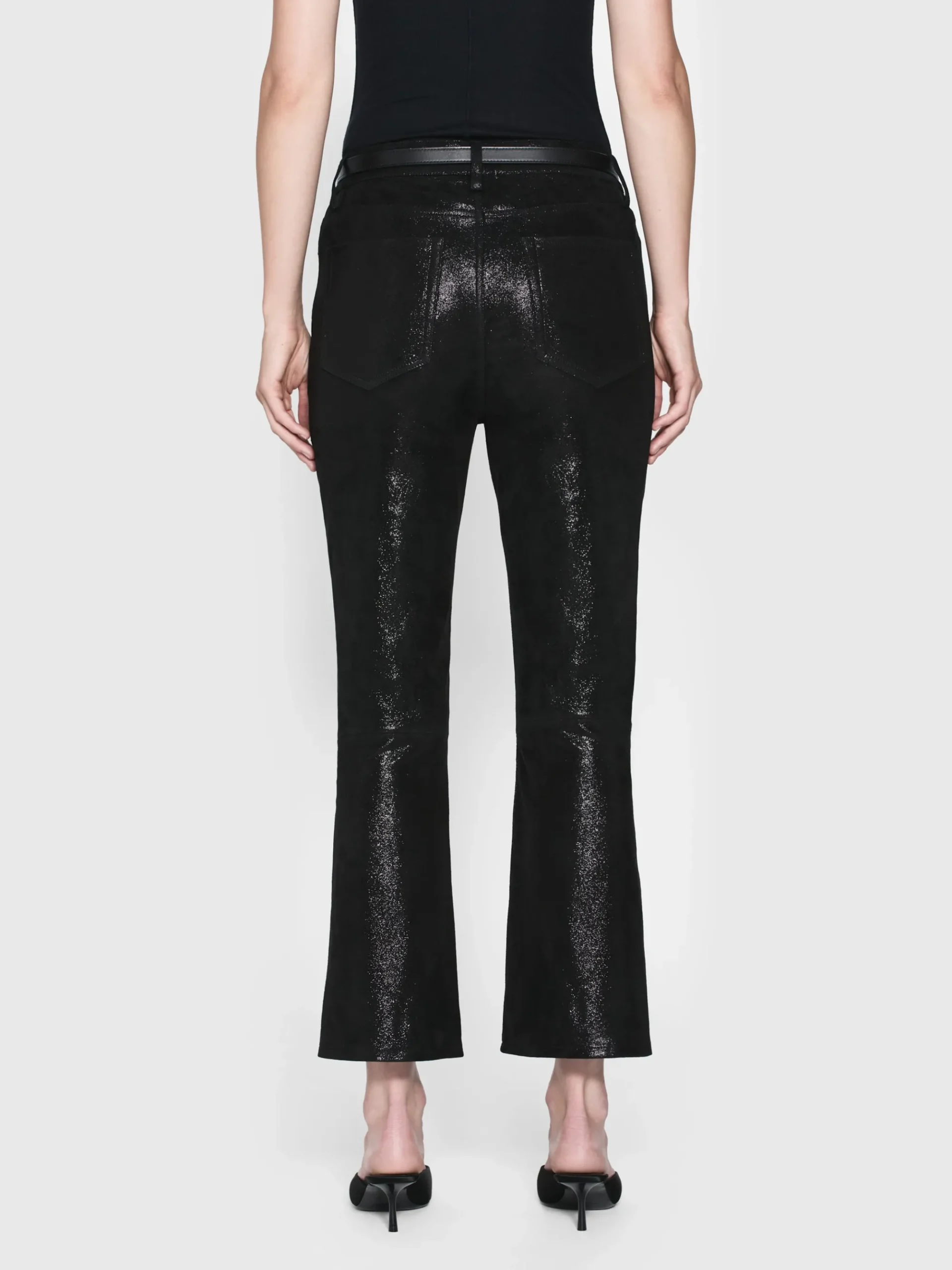 Women FRAME Suede Le Crop Mini Boot in Black Multi