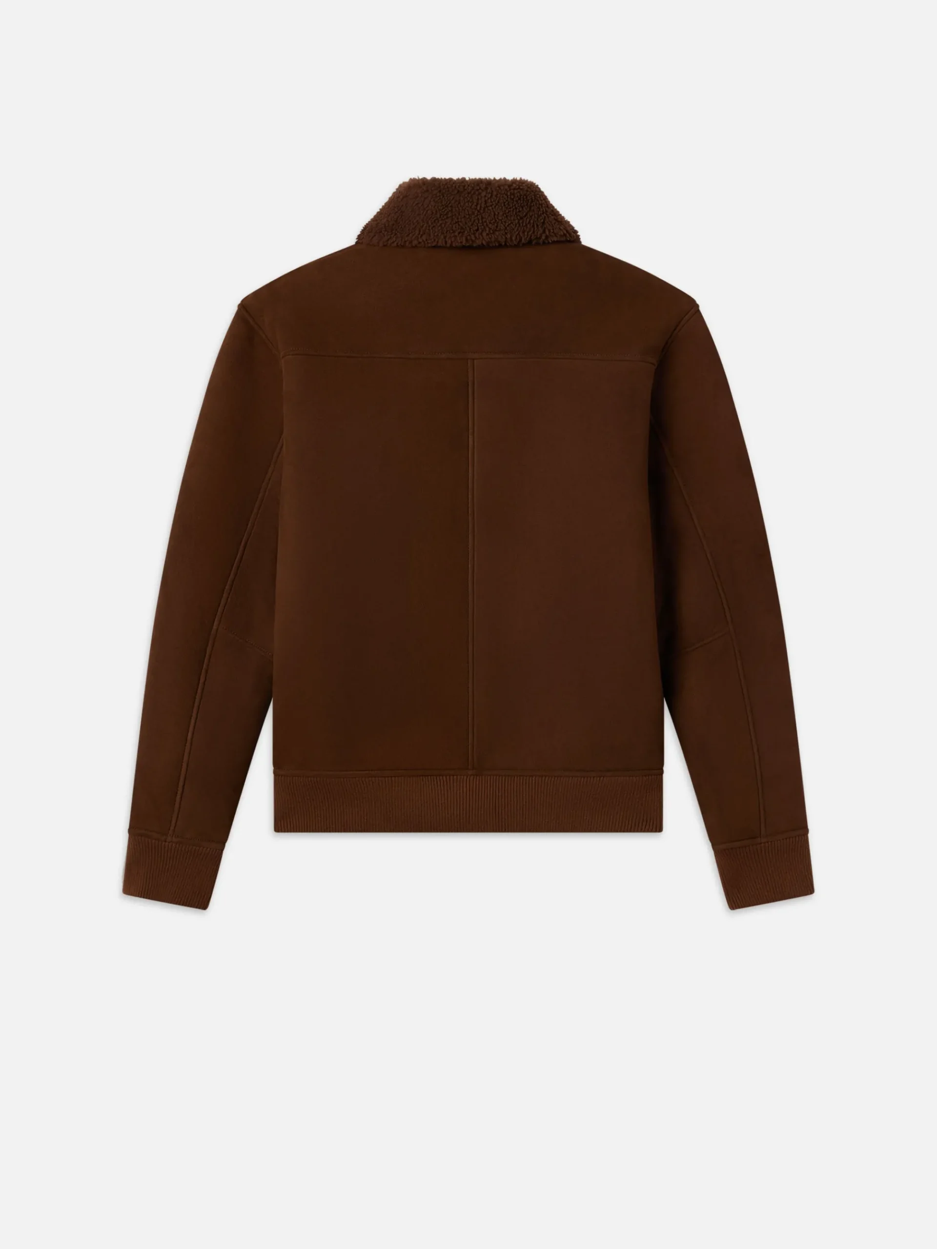 FRAME Suede Shearling Bomber in Dark Camel