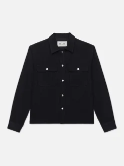 FRAME Textured Overshirt Jacket in Dark Navy