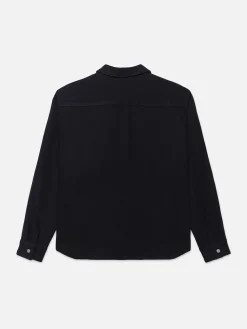 FRAME Textured Overshirt Jacket in Dark Navy
