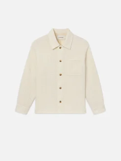 FRAME Textured Shirt Jacket in Off White