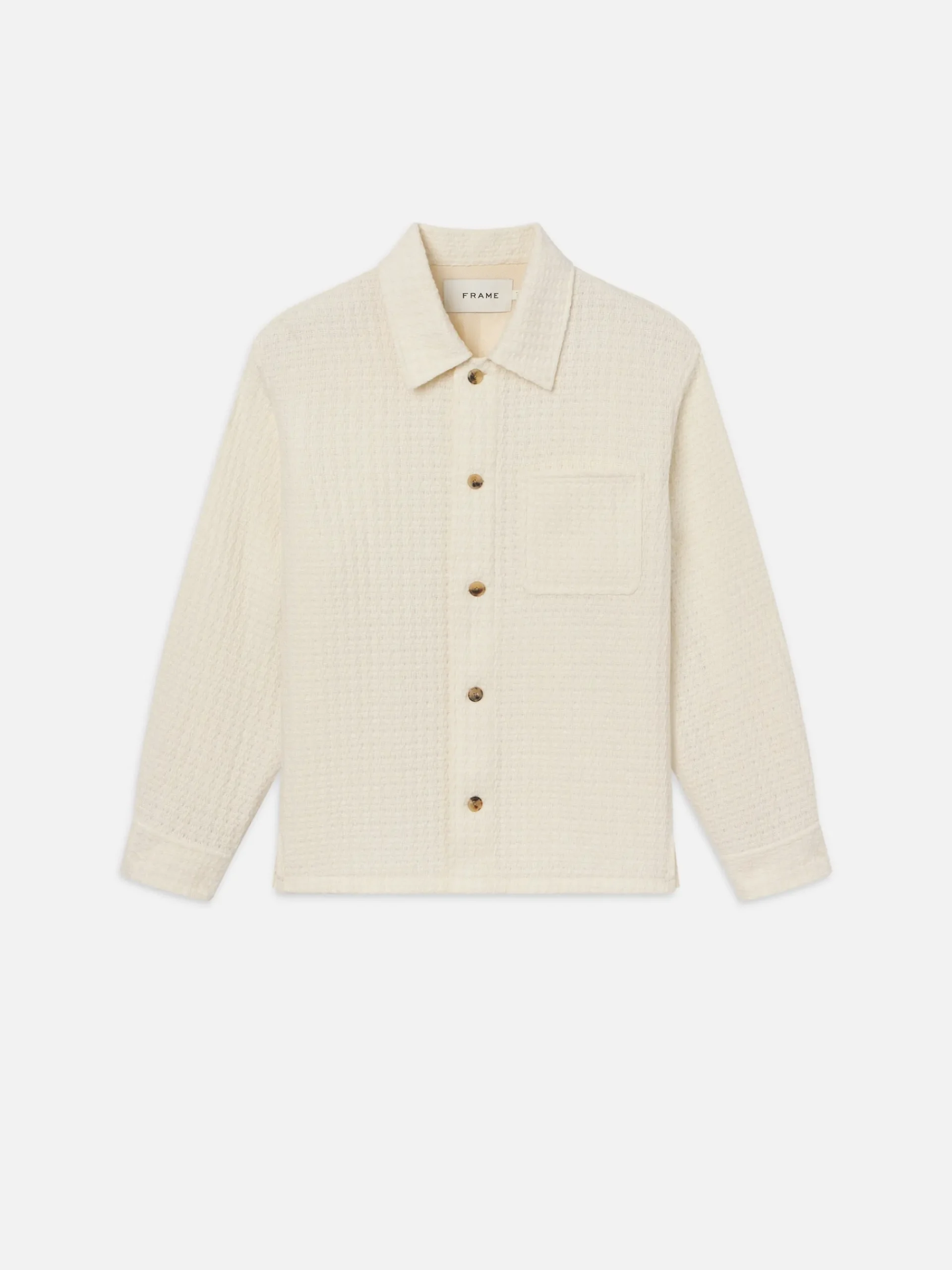 FRAME Textured Shirt Jacket in Off White
