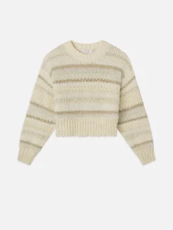 Women FRAME Textured Stripe Sweater in Cream Multi