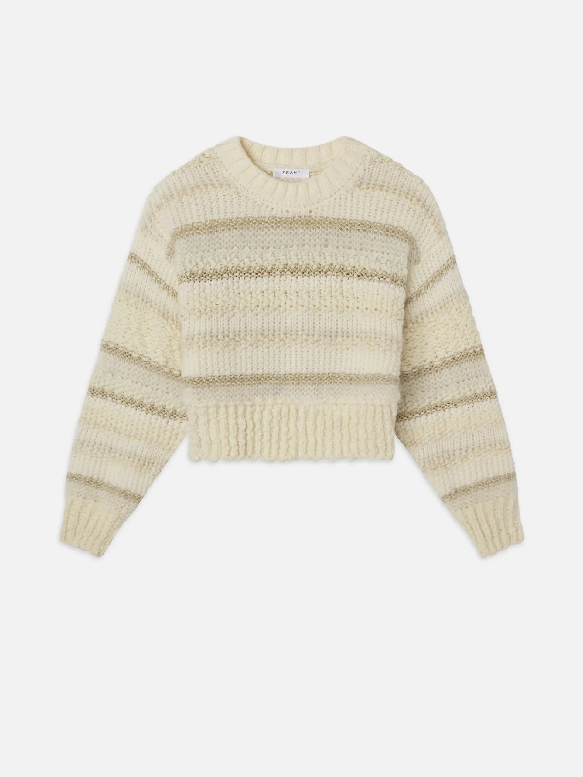 Women FRAME Textured Stripe Sweater in Cream Multi