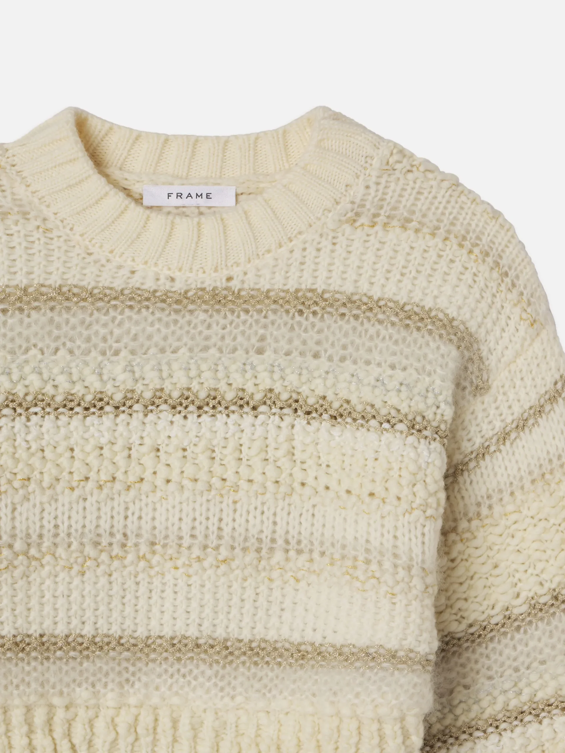 Women FRAME Textured Stripe Sweater in Cream Multi