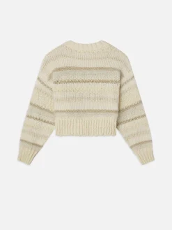 Women FRAME Textured Stripe Sweater in Cream Multi