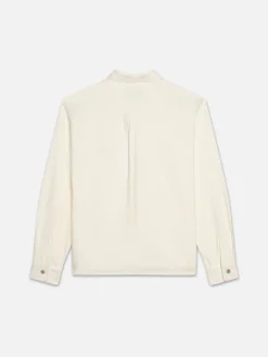 FRAME Textured Terry Overshirt in Off White