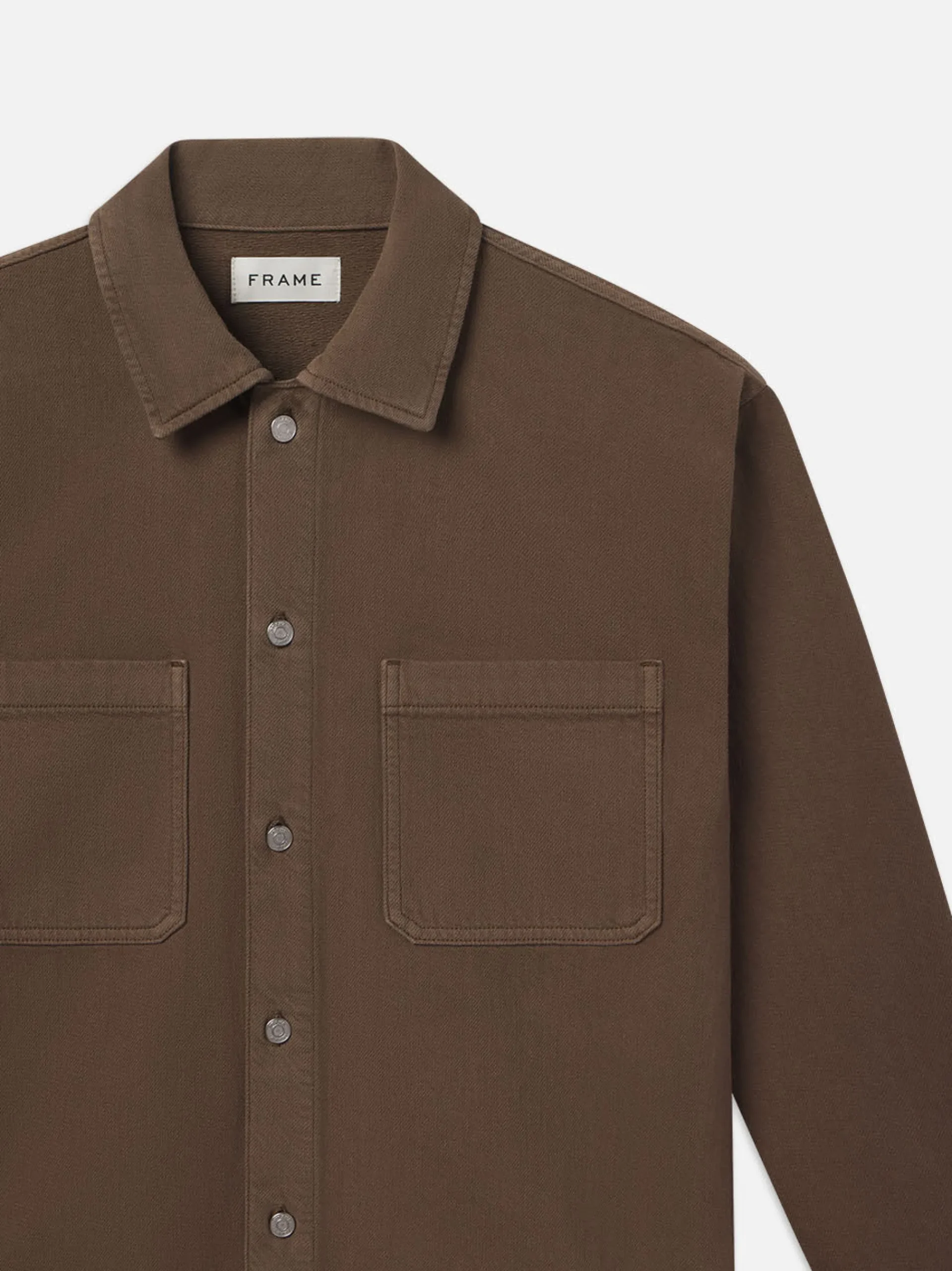 FRAME Textured Terry Relaxed Shirt in Soft Mocha