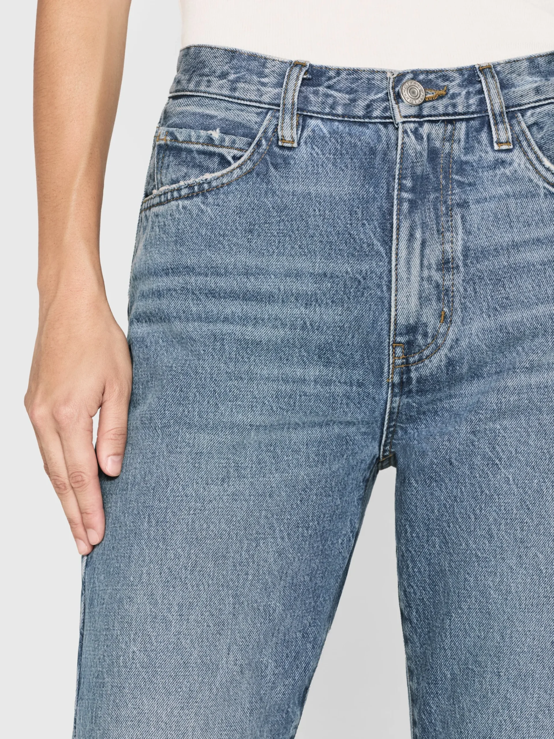 Women FRAME The Atelier Champagne Jean in Gold Embellished