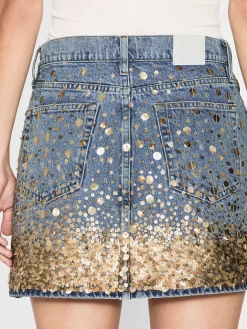 Women FRAME The Atelier Champagne Skirt in Gold Embellished