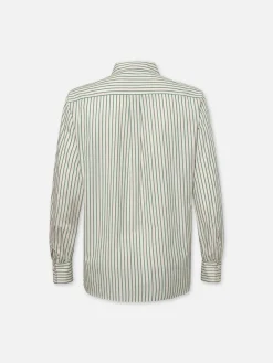 Women FRAME The Borrowed Pocket Shirt in Green Gem Multi