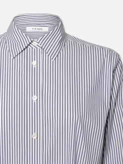 Women FRAME The Borrowed Shirt in Dark Chambray Multi