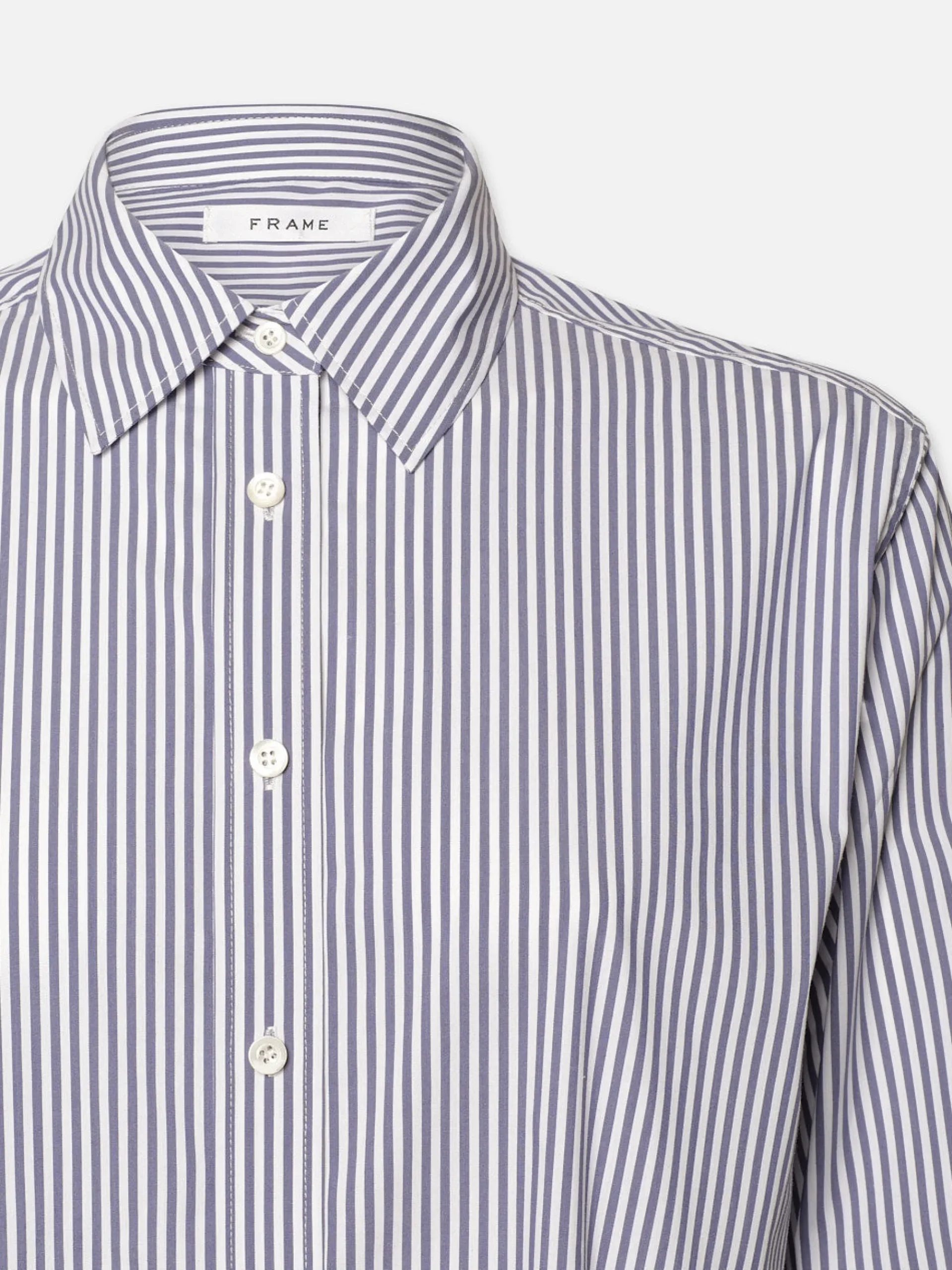 Women FRAME The Borrowed Shirt in Dark Chambray Multi