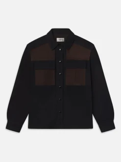 Women FRAME The Equestrian Shirt in Trouble Suede