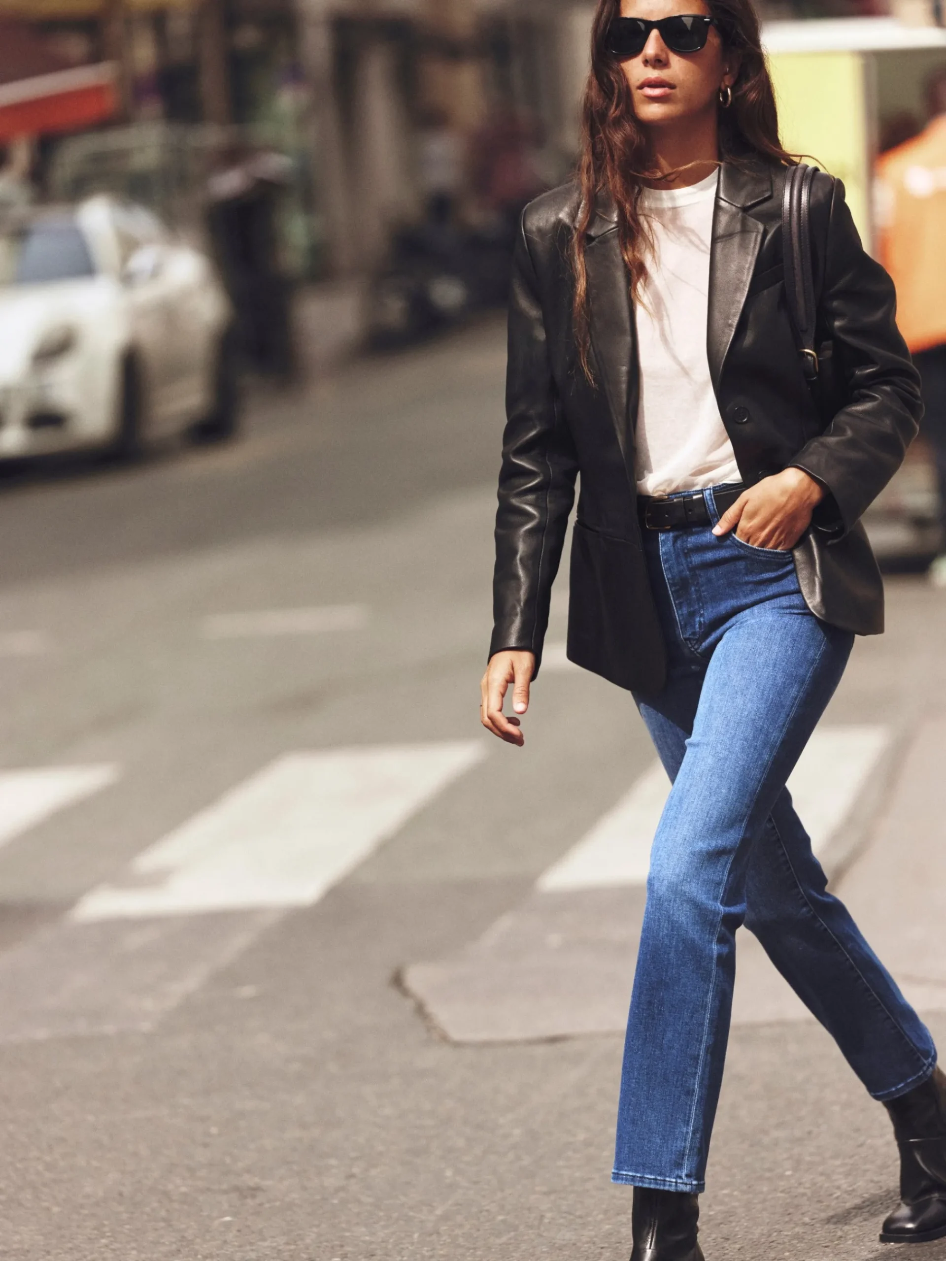 Women FRAME The Femme Leather Blazer in