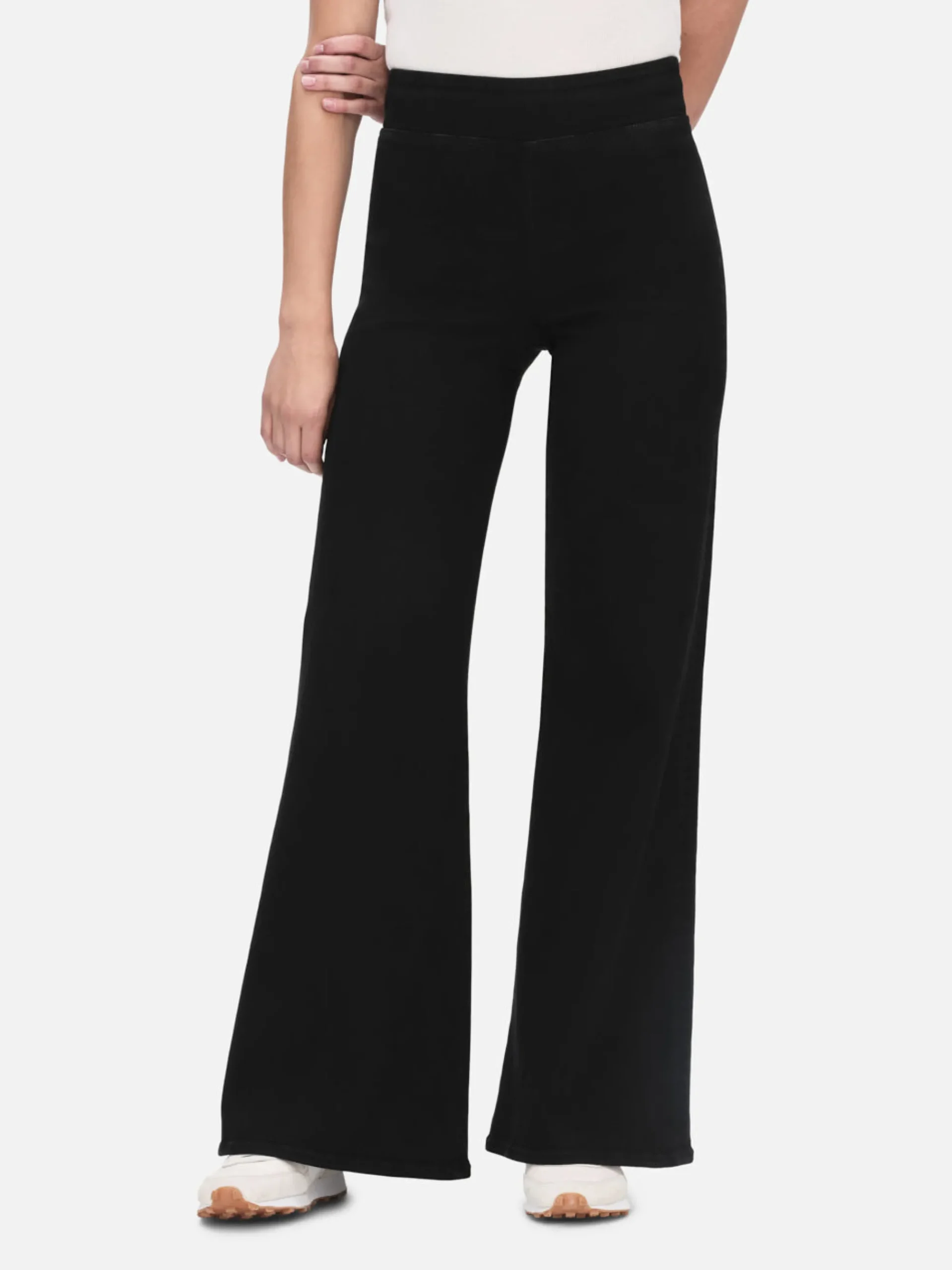 Women FRAME The Jetset Wide Leg in Sheen Noir