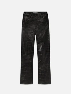 Women FRAME The Leather Ruler in Black Croc