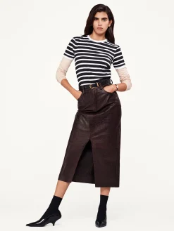 Women FRAME The Midaxi Leather Skirt in Espresso Croc
