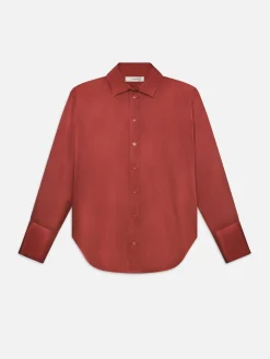 Women FRAME The Oversized Shirt in Deep Rust