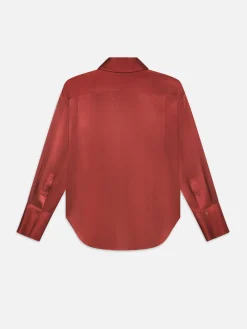 Women FRAME The Oversized Shirt in Deep Rust