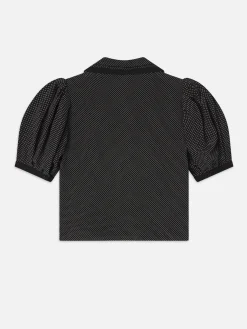 Women FRAME The Polka Dot Sailor Blouse in Black Multi