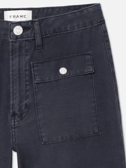 Women FRAME The 70's Patch Pocket Crop Straight in Washed Navy