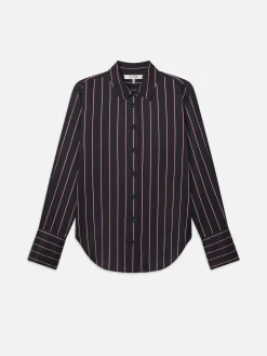 Women FRAME The Standard Shirt in Navy Stripe Multi