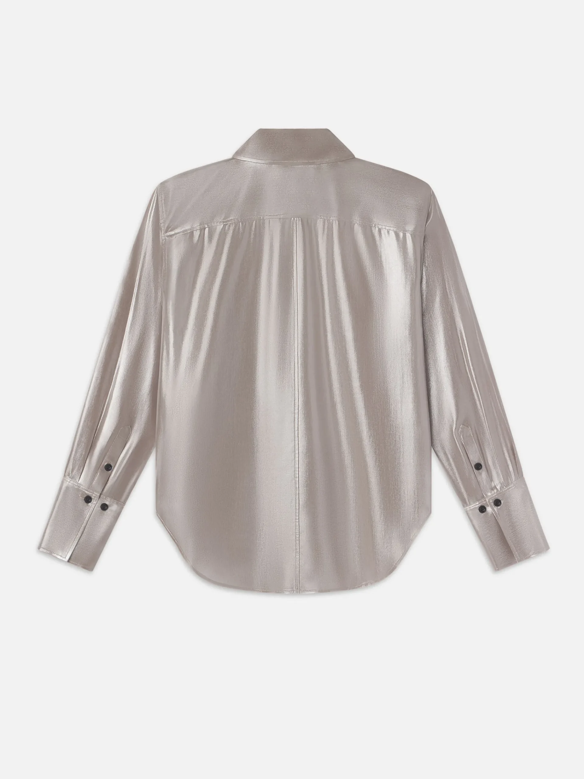 Women FRAME The Standard Shirt in Silver Lame