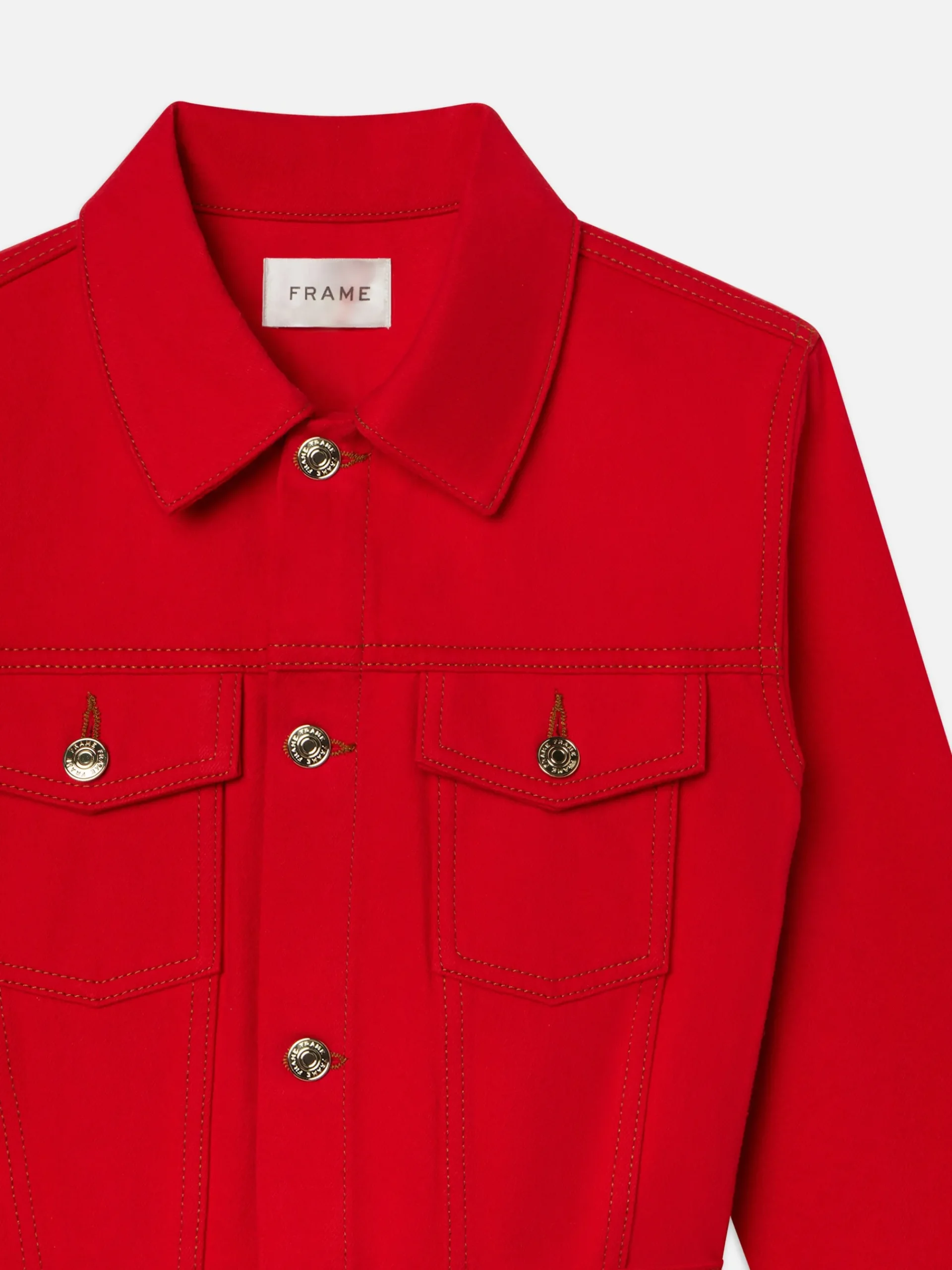 Women FRAME The Tailored Denim Jacket in Herrera Red