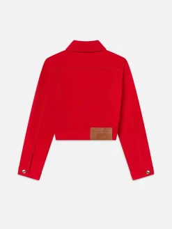 Women FRAME The Tailored Denim Jacket in Herrera Red