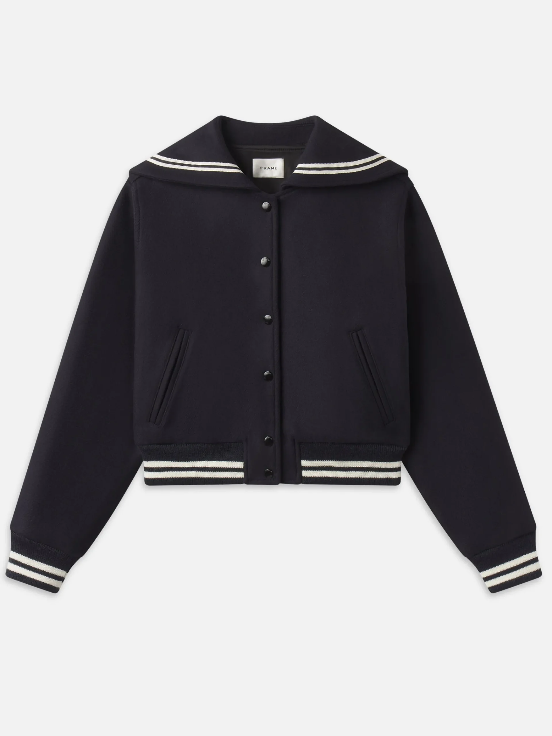 Women FRAME The Varsity Jacket in Navy Multi