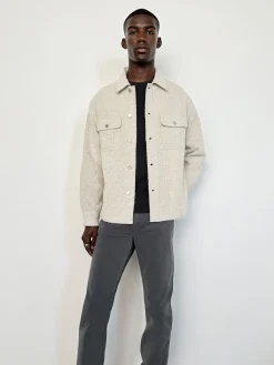 FRAME Tweed Overshirt Jacket in Dove Tweed