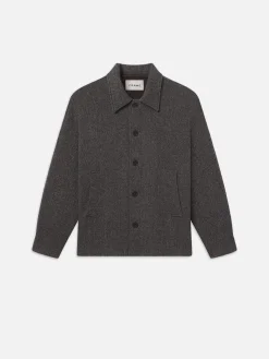 FRAME Tweed Shirt Jacket in Heather Brown