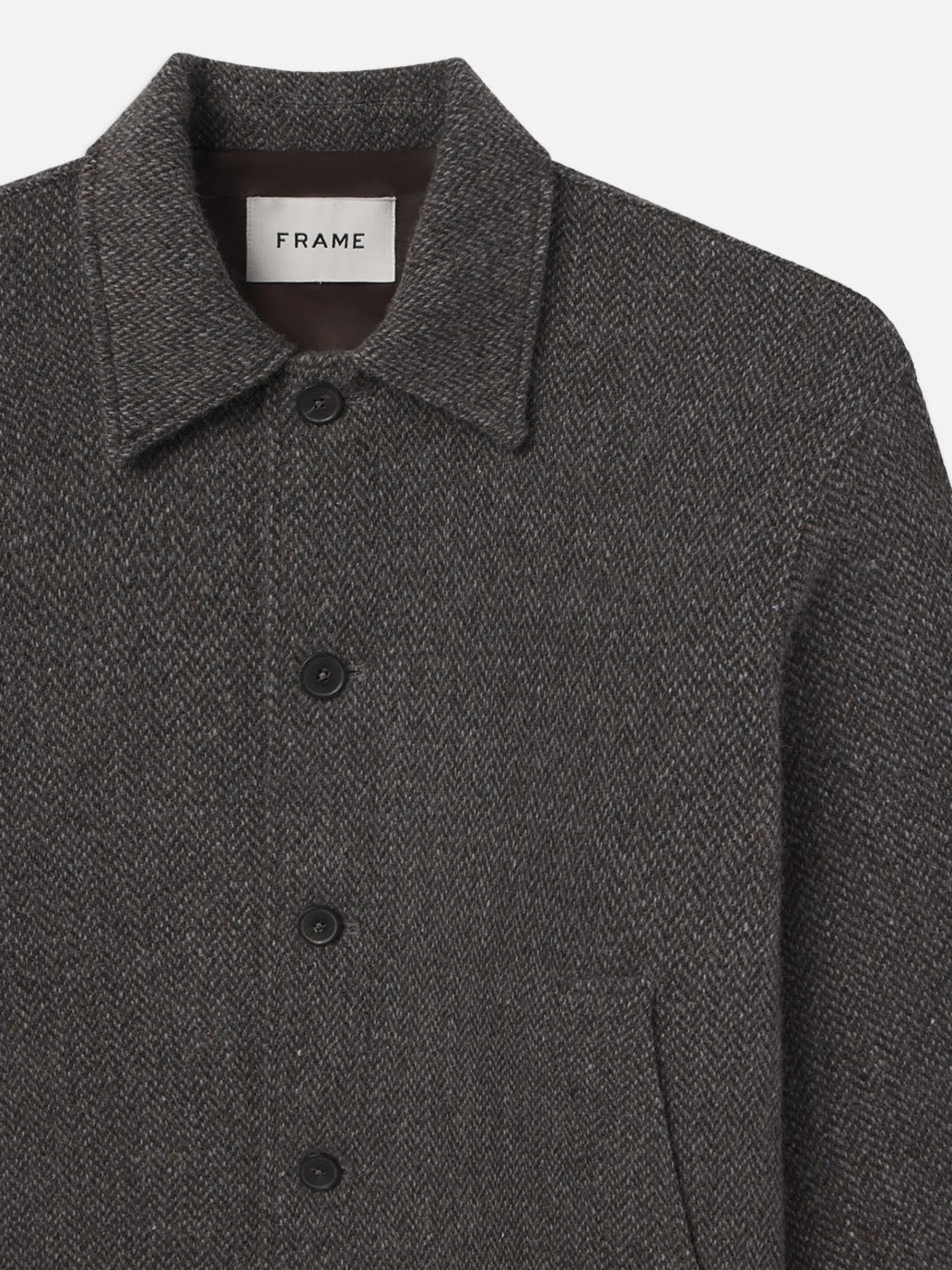 FRAME Tweed Shirt Jacket in Heather Brown