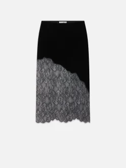 Women FRAME Velvet Lace Skirt in