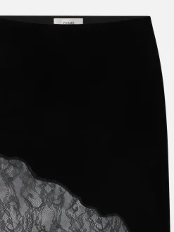 Women FRAME Velvet Lace Skirt in