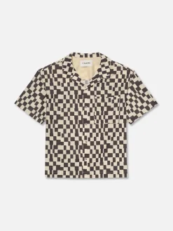 FRAME Vintage Print Shirt in Dark Navy