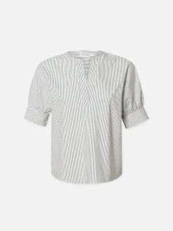 Women FRAME V-Neck Popover Top in Navy Multi