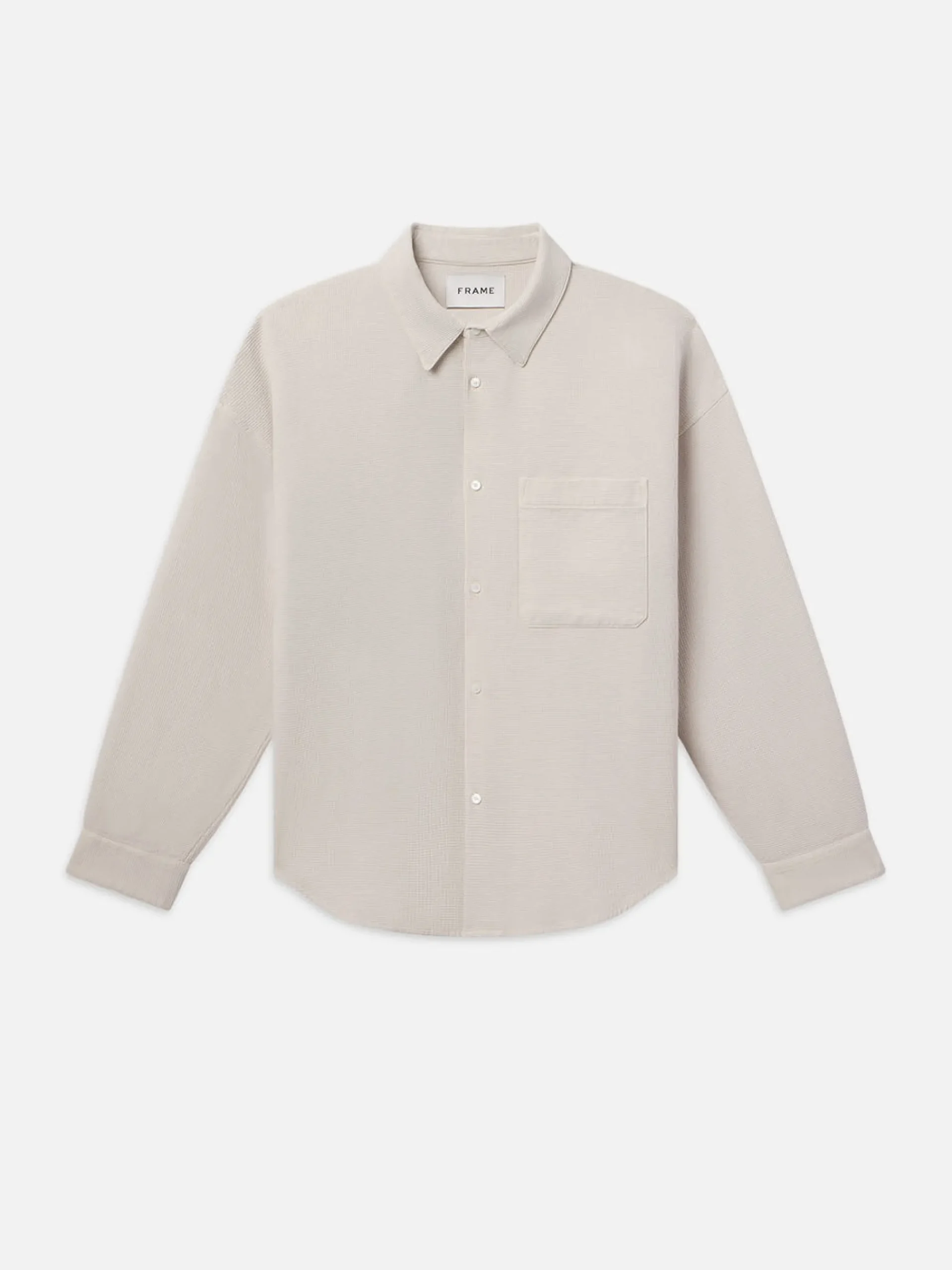 FRAME Waffle Textured Shirt in Off White