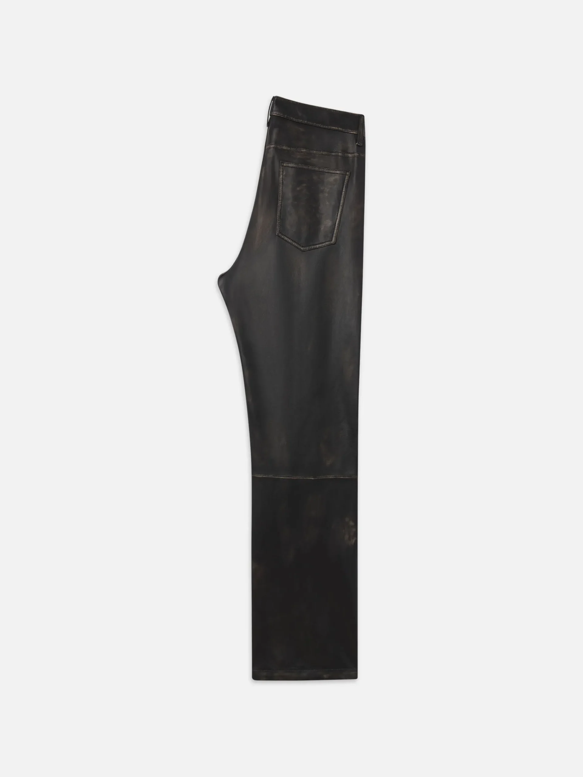 FRAME Washed Leather Pant Trousers in Black Washed