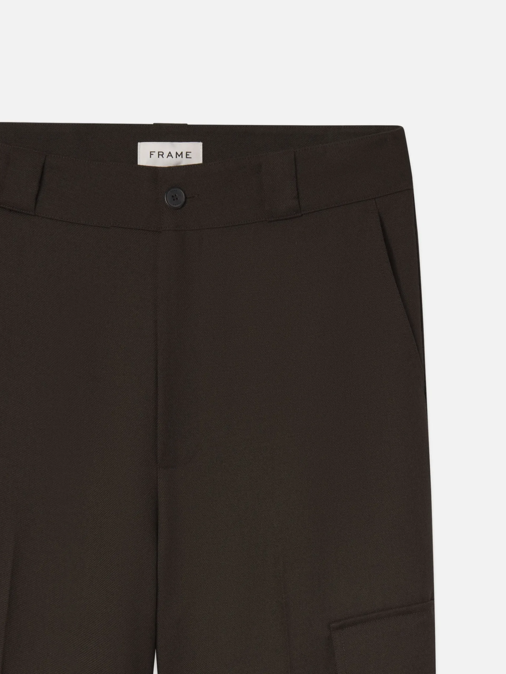 FRAME Wool Cargo Pant Trousers in Dark Taupe