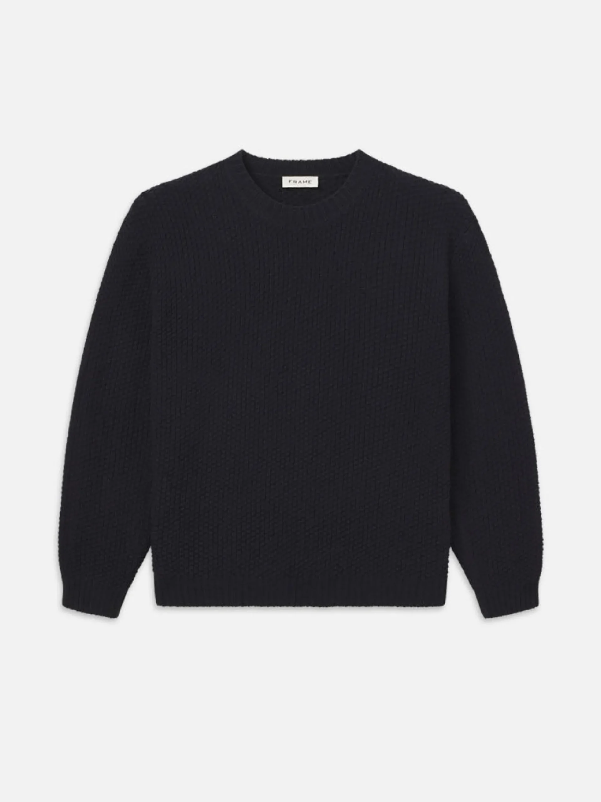 FRAME Wool Cashmere Textured Sweater in Dark Navy