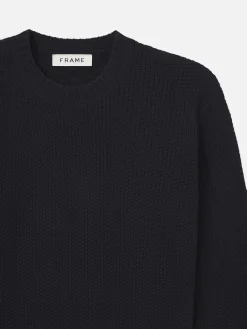 FRAME Wool Cashmere Textured Sweater in Dark Navy