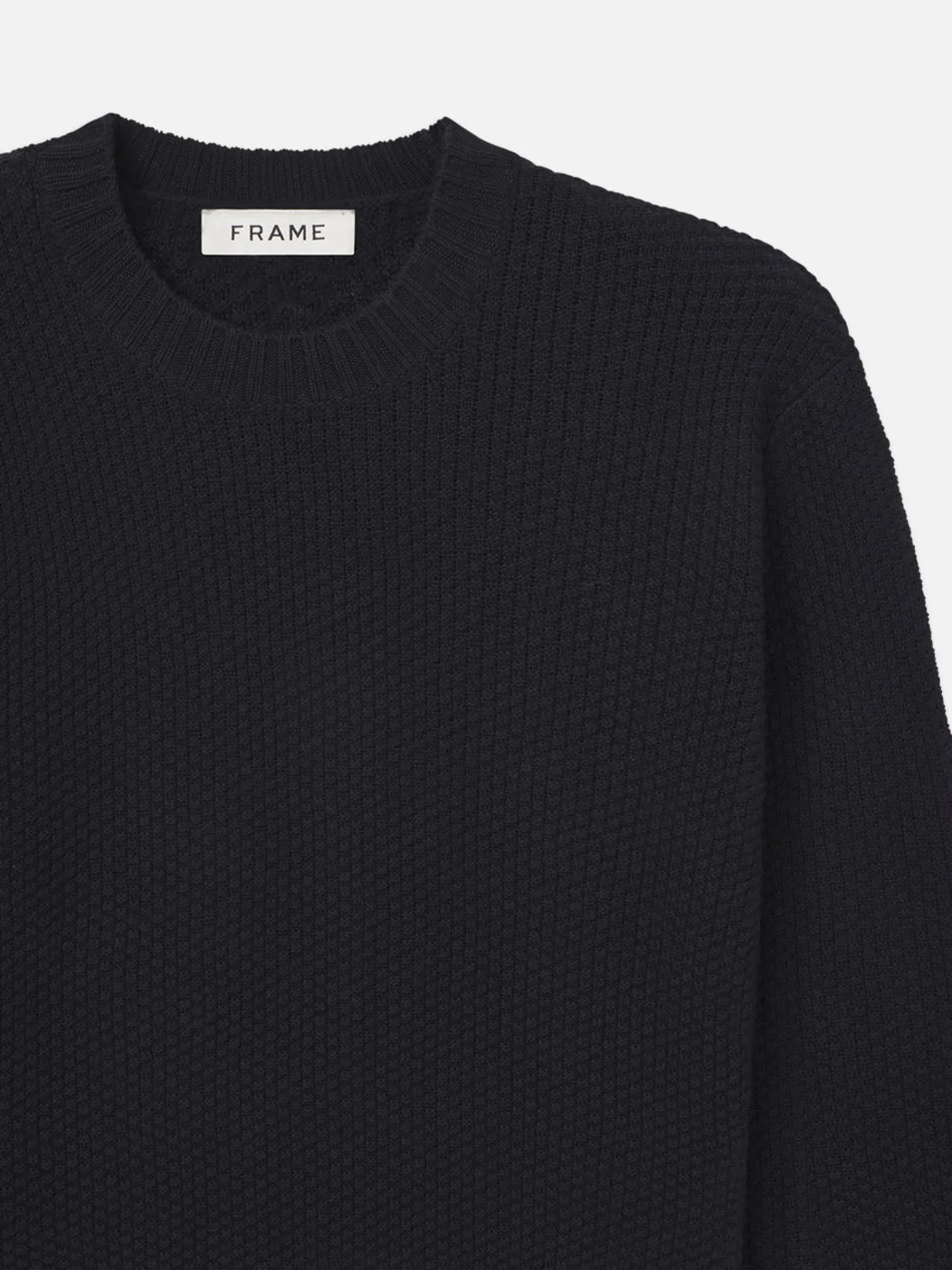 FRAME Wool Cashmere Textured Sweater in Dark Navy
