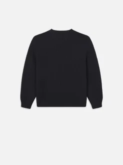FRAME Wool Cashmere Textured Sweater in Dark Navy