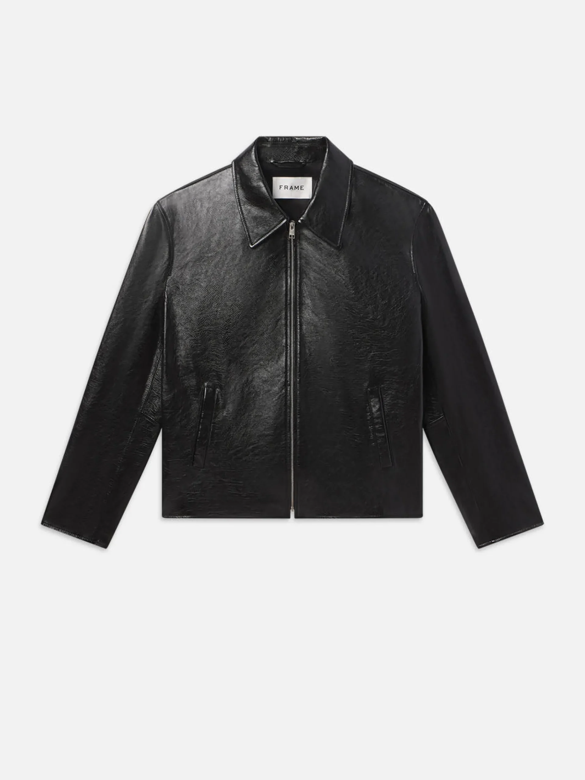 FRAME Zip Up Leather Jacket in